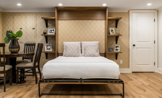 Image of a room with a murphy-style bed to show the rooms flexibility in design